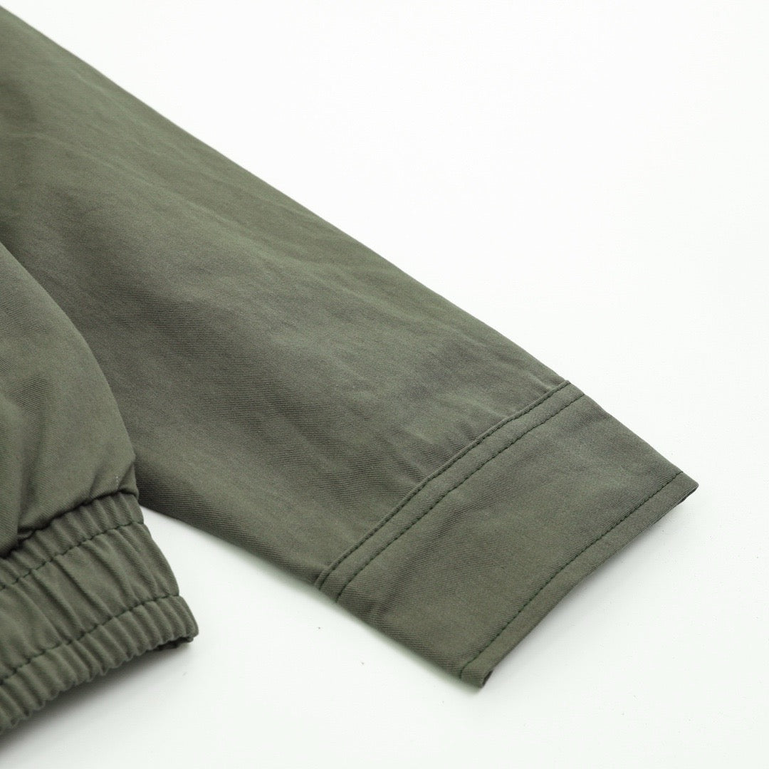 Polo Ralph Lauren Men's Harrington Jacket Classic Series, "Army Green" Full Zip Collared Windbreaker With Pony Logo