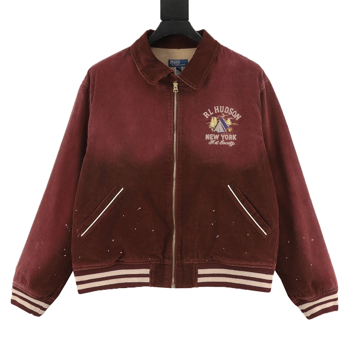 Polo Ralph Lauren Hudson Valley Series Corduroy Varsity Jacket Embroidered Outdoor Bomber Coat
