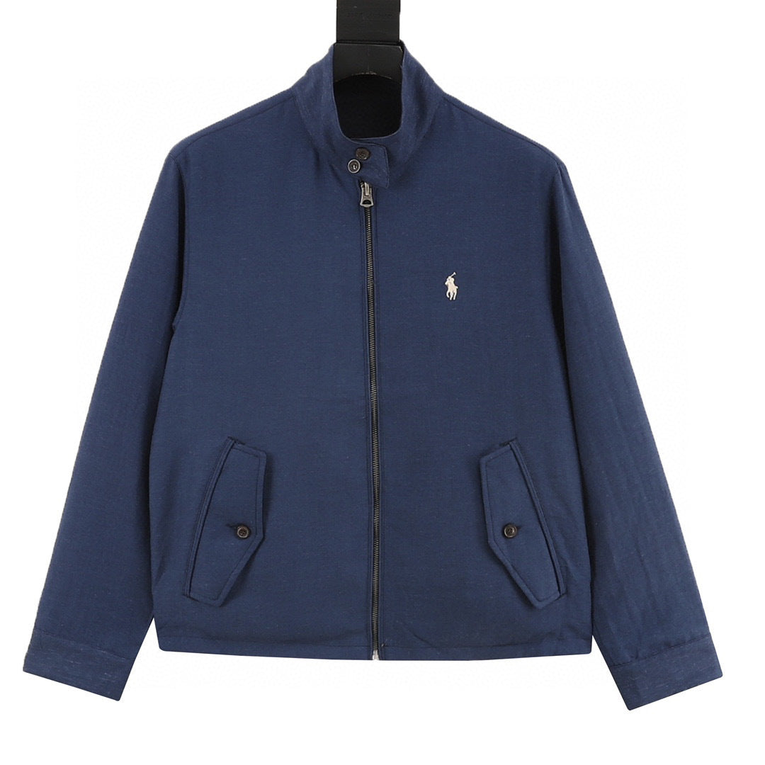 Polo Ralph Lauren Series Men's "Navy Blue" Harrington Jacket White Pony Embroidery Zip Casual Jacket