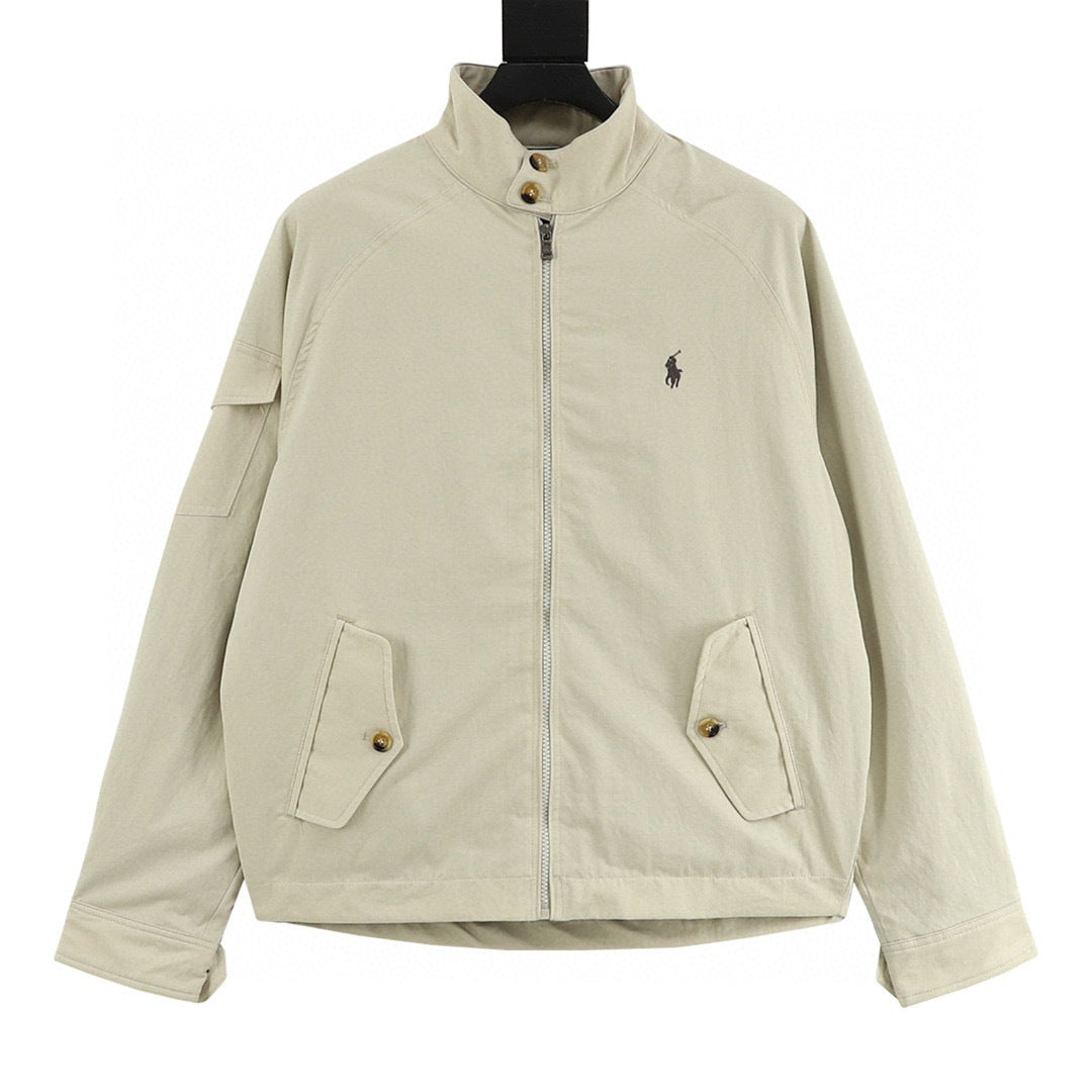 Polo Ralph Lauren Unisex Beige Stand-Collar Windbreaker – Pony Logo