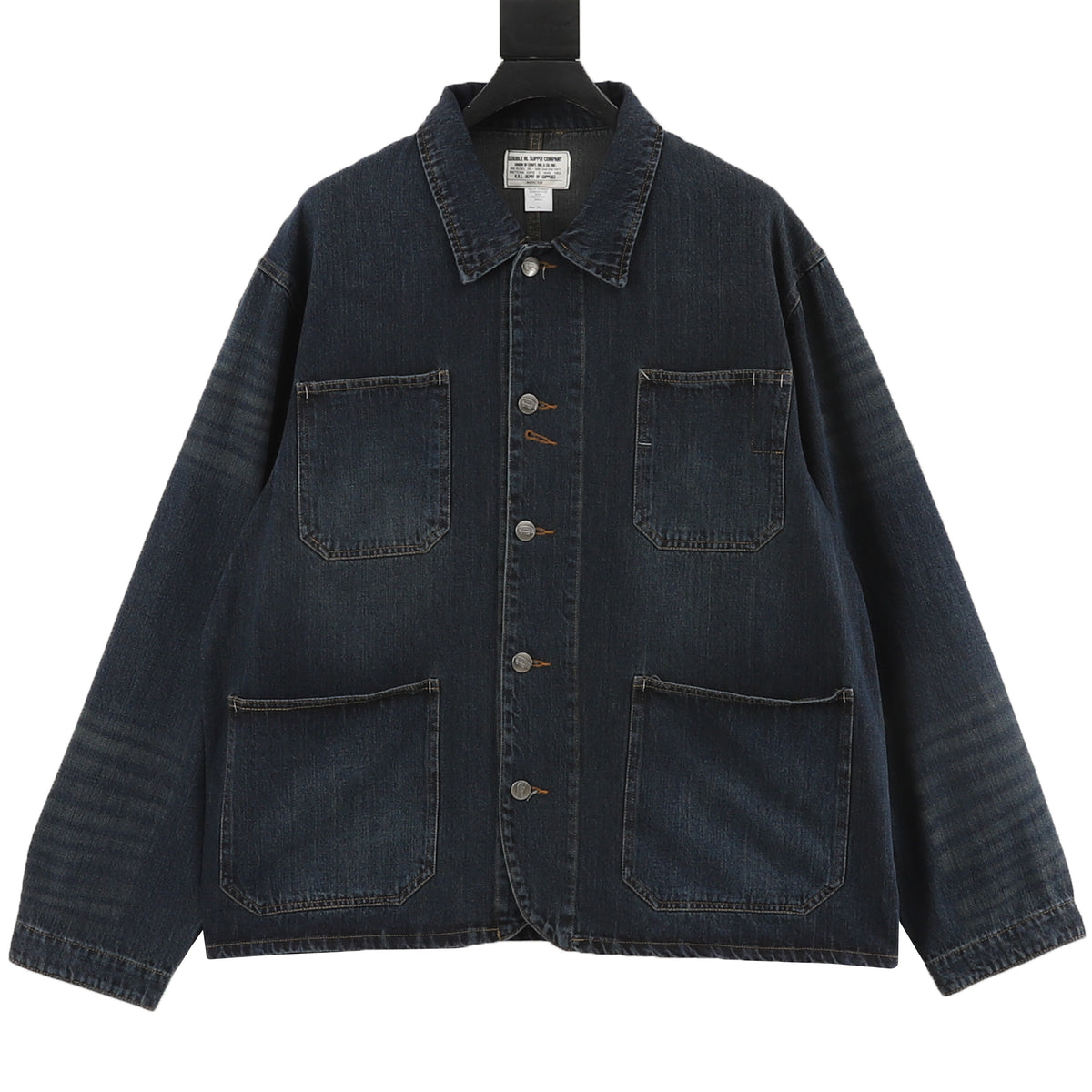 RRL Double RL Series Unisex Dark Wash Denim Chore Coat Multi Pocket Work Jacket