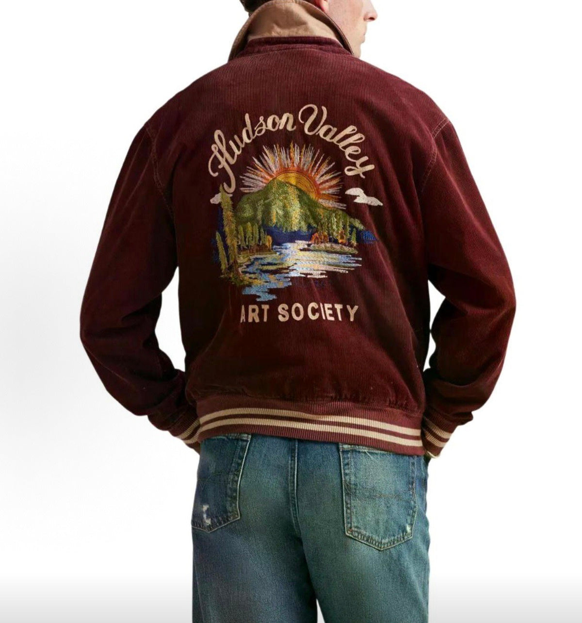 Polo Ralph Lauren Hudson Valley Series Corduroy Varsity Jacket Embroidered Outdoor Bomber Coat