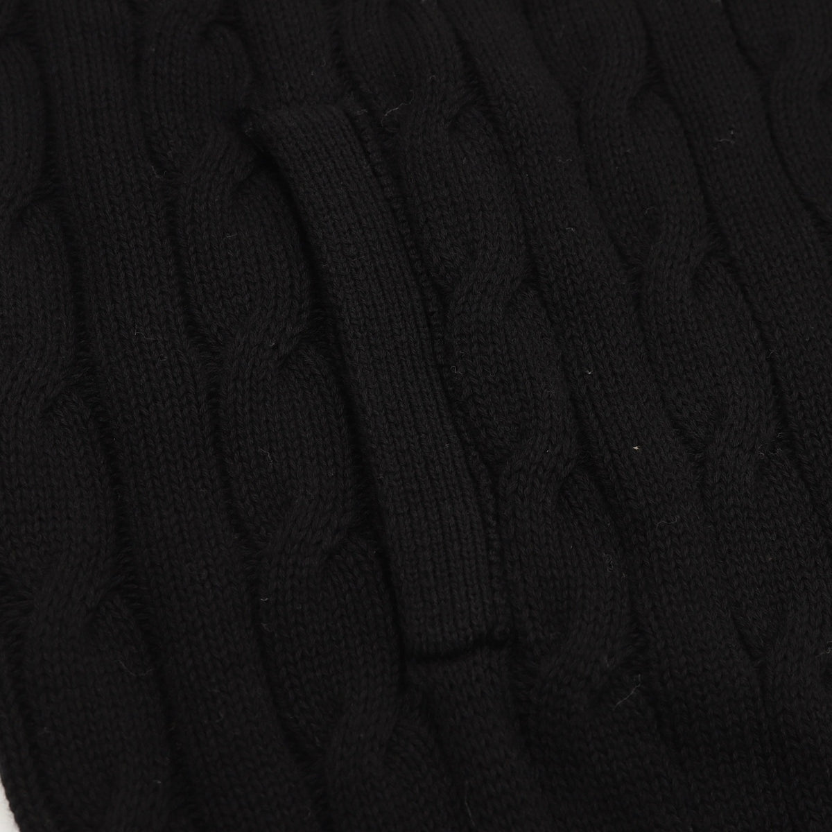 Polo Ralph Lauren Men's Cable Knit Sweater Classic Series, "Black" Full Zip Stand Collar Cardigan With Red Pony Embroidery Logo