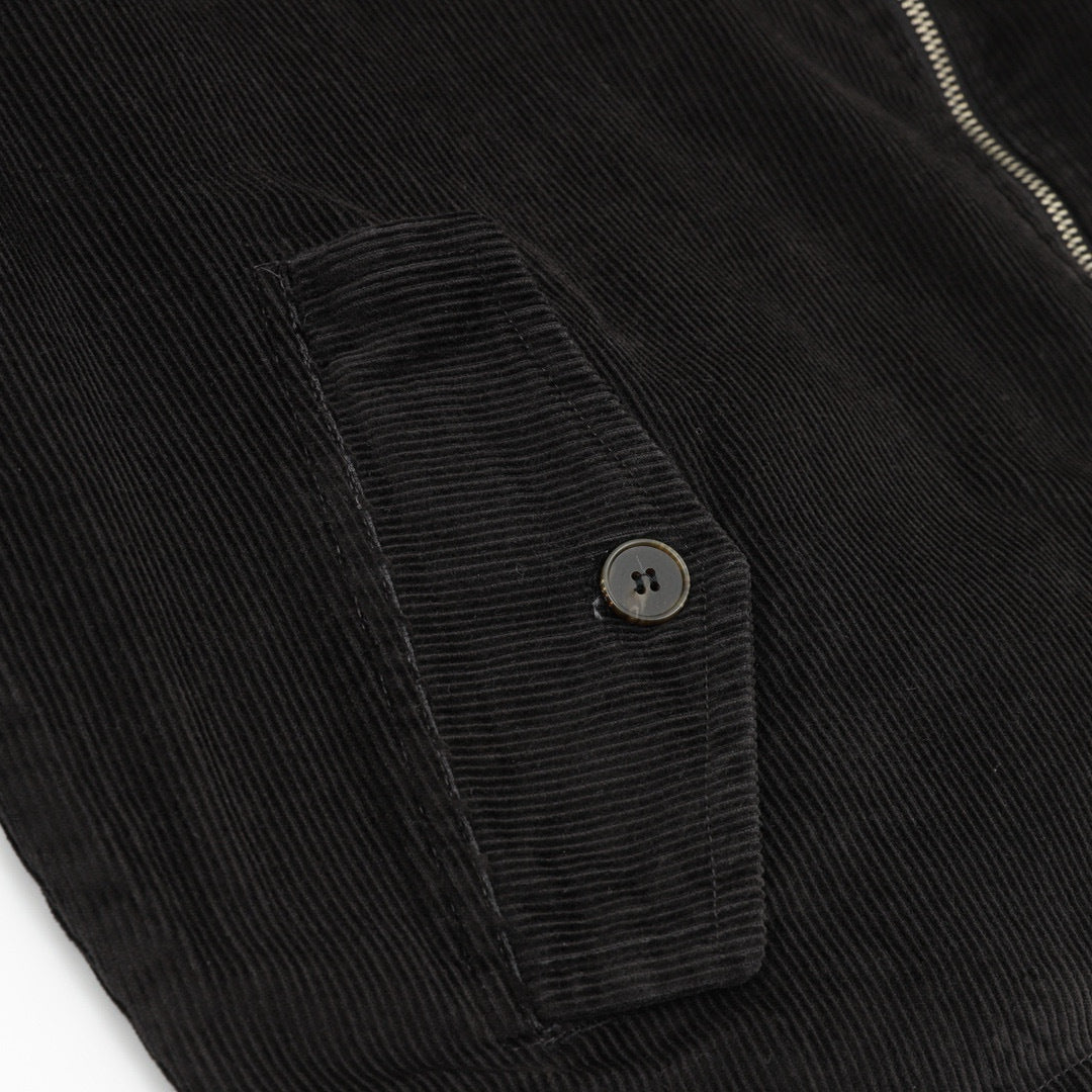 Polo Ralph Lauren Unisex Black Corduroy Harrington Jacket with Red Pony Logo