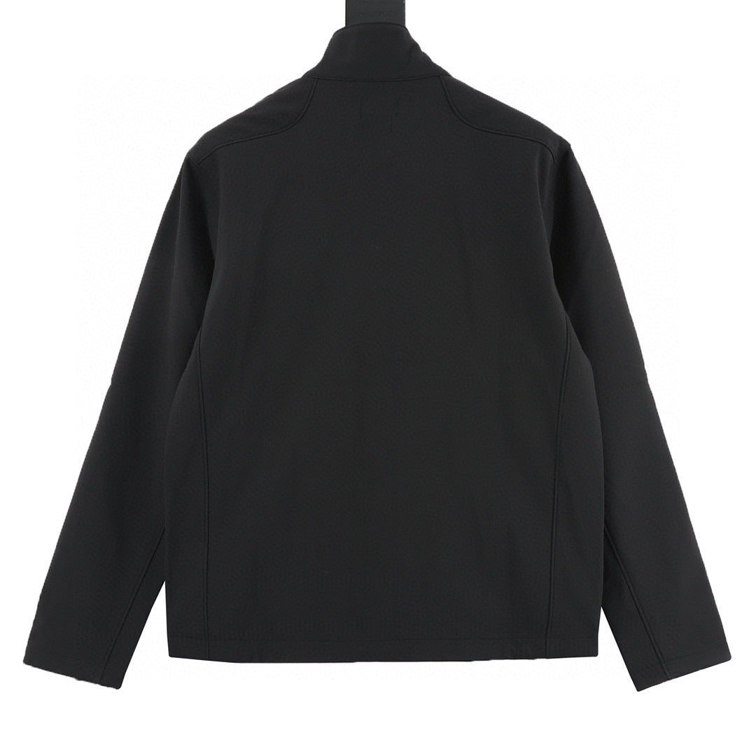 Polo Ralph Lauren Men's Softshell Full-Zip Stand Collar Jacket, Black With White Pony Logo