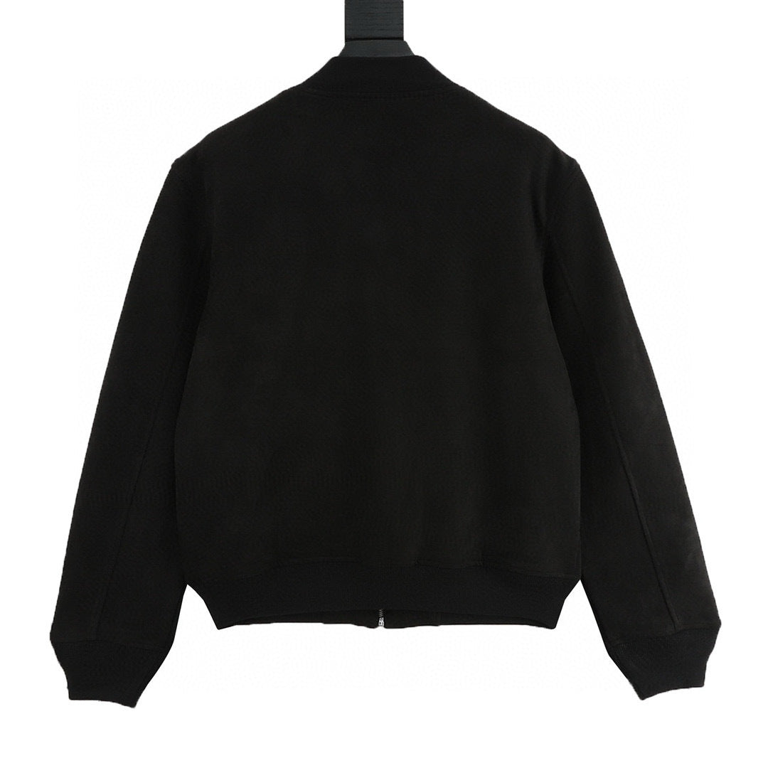 Polo Ralph Lauren Unisex Black Suede Bomber Jacket with Tonal Pony Logo