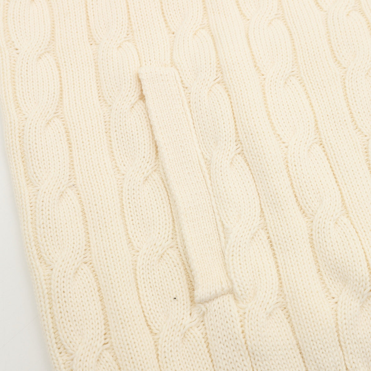Polo Ralph Lauren Men's Cable Knit Sweater Classic Series, "Cream White" Full Zip Stand Collar Cardigan With Navy Pony Embroidery Logo