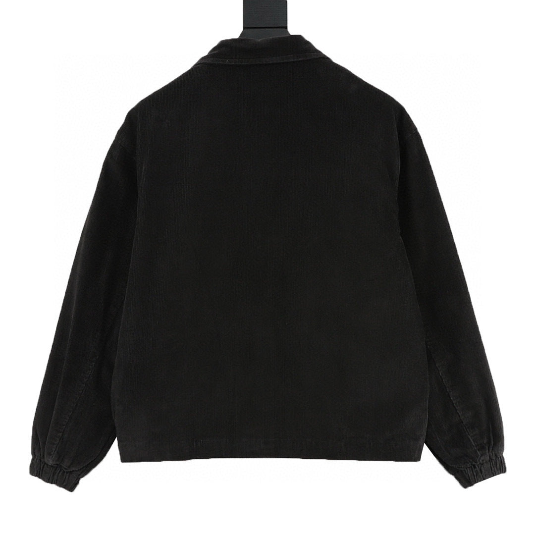 Polo Ralph Lauren Unisex Black Corduroy Harrington Jacket with Red Pony Logo