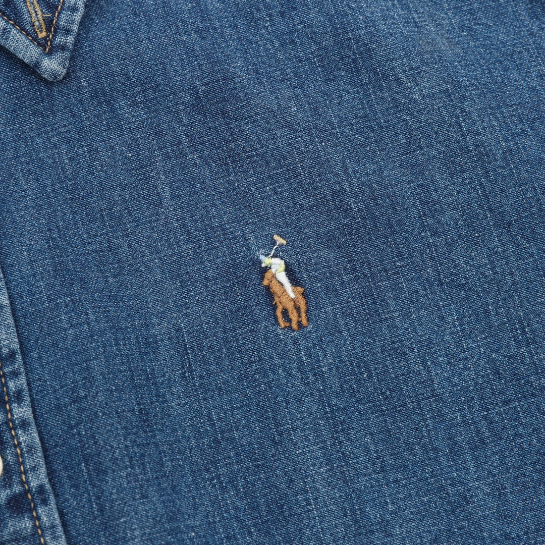 Polo Ralph Lauren Men's Classic Fit Denim Shirt Series, "Medium Blue" Button Down Long Sleeve Pony Embroidered Casual Shirt