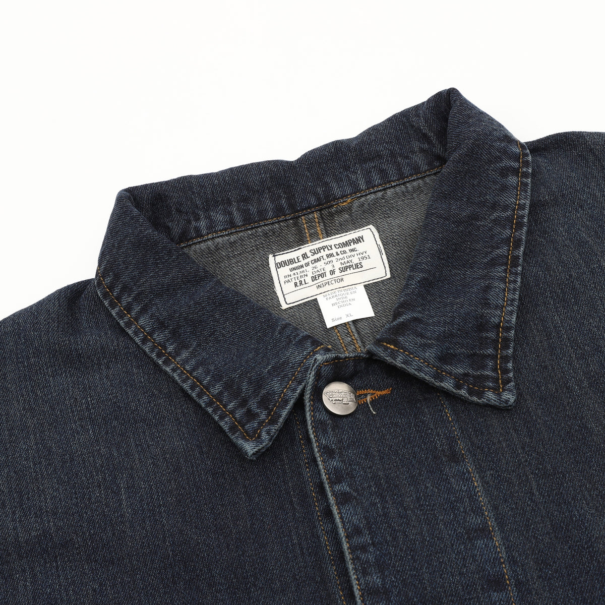 RRL Double RL Series Unisex Dark Wash Denim Chore Coat Multi Pocket Work Jacket