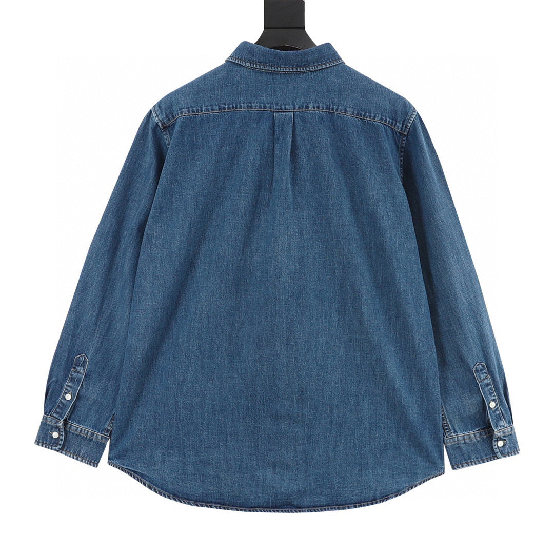 Polo Ralph Lauren Men's Classic Fit Denim Shirt Series, "Medium Blue" Button Down Long Sleeve Pony Embroidered Casual Shirt