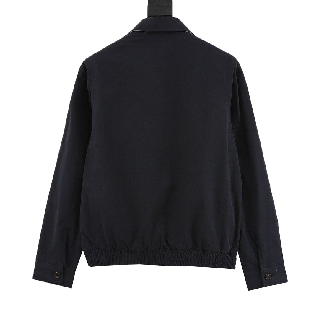 Polo Ralph Lauren Men's Harrington Jacket Classic Series, "Navy Blue" Full Zip Collared Windbreaker With Pony Logo