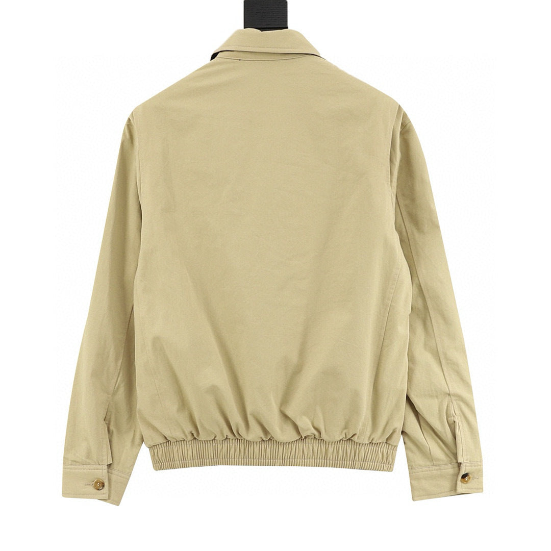 Polo Ralph Lauren Series Unisex Khaki Harrington Jacket Black Pony Embroidery Collared Zip Windbreaker