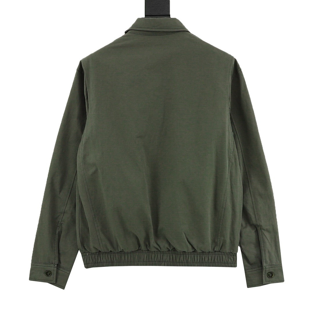 Polo Ralph Lauren Men's Harrington Jacket Classic Series, "Army Green" Full Zip Collared Windbreaker With Pony Logo